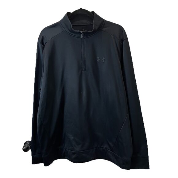 Under Armour Sweater Mens Size XL Black Quarter Zip Fleece Jacket Loose - Picture 1 of 10